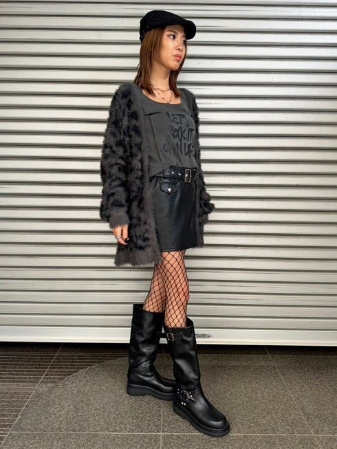 レオパード柄シャギーニットカーディガン